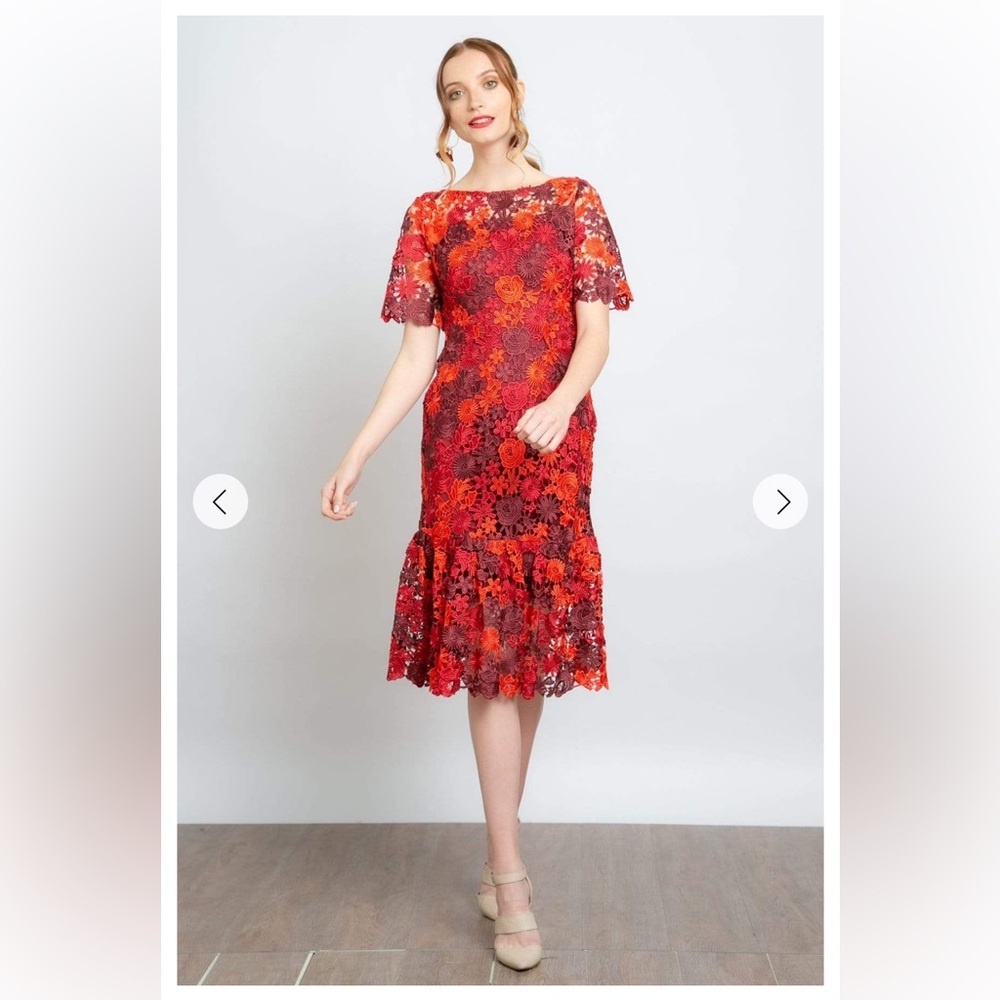 Eva Franco Anthropologie NWT Brigitte Embroidered & Lined Midi Dress Size 6 - Picture 2 of 5